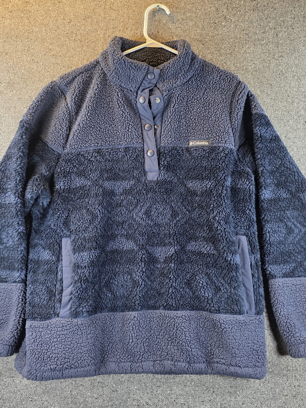 Columbia Women XL Sherpa Fleece Pullover Blue Half Snap High Pile Outdoor